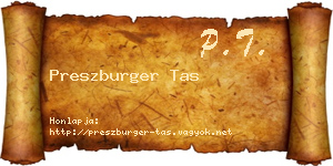 Preszburger Tas névjegykártya